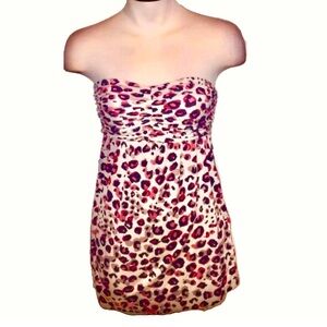 Guess 100% Silk Knit Leopard Print Strapless Tube Top